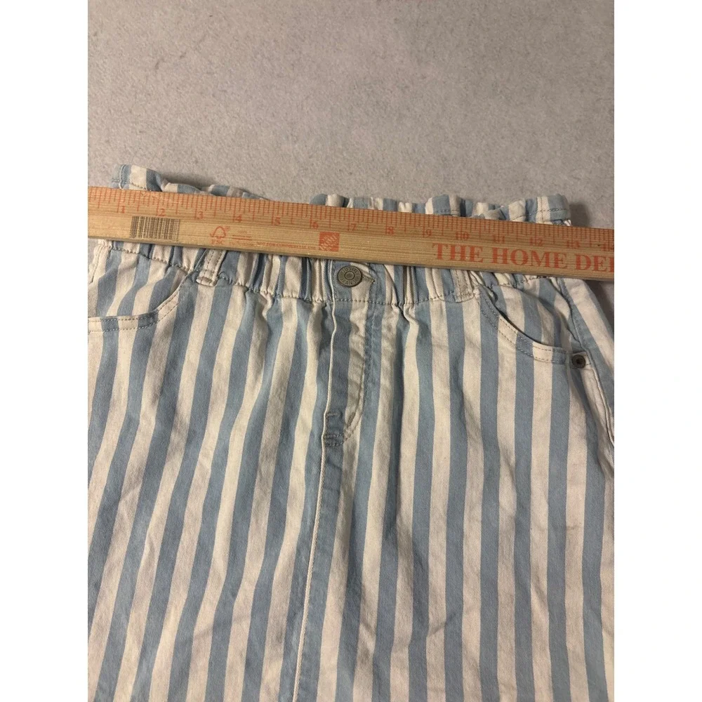 Justice Girls Blue White Striped Denim Paperbag Waist Skort Sz 14 Built-in Short